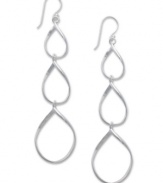 Make a standout statement. Touch of Silver's large drop earrings are crafted in silver-plated brass with a sterling silver ear finding for sensitive ears. Approximate drop: 2-1/2 inches.