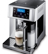 Push-button brew. The whip-smart De'Longhi espresso machine produces the perfect coffee -- fresh, aromatic and full of flavor -- with exceptional ease. From its integrated burr grinder to it's patented milk steaming/frothing system, everything is controlled with a digital touch screen that lets you customize every aspect of your brew. One-year warranty. Model ESAM6700.