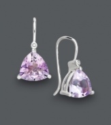 Pastels perfect for a bridal party, but fit for every day wear. These stunning trillion-cut amethyst earrings (2 ct. t.w.) shine with the addition of a diamond accent set in sterling silver. Approximate drop: 3/4 inch.