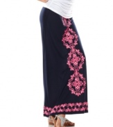 INC updates a summer staple, the petite maxi skirt, with rhinestones and embroidery for an extra-elegant look!