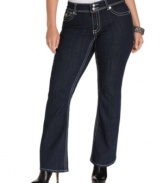 Featuring a dark wash, Seven7 Jeans' plus size flared jeans are must-haves for your casual style.