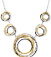 A shapely mix of sparkle and shine. Genevieve & Grace's chic circular necklace combines sterling silver and 18k gold over sterling silver with glittering marcasite accents. Approximate length: 17 inches. Approximate drop: 3/4 inch.