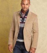 Jazz up your going-out attire with this handsome slim-fit corduroy jacket from Tommy Hilfiger.