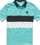 Kick your casual wardrobe up a notch with the fresh color-blocked style of this Sean John polo shirt.