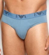 A fashion classic from Emporio Armani: The Stretch Brief with a signature logo waistband and nonfunctional contour fly.