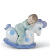 The gentle sway of this rocking horse figurine sent this sweet boy right to dreamland.