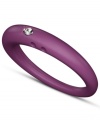 Stackable style with a hint of sparkle! DUEPUNTI's unique ring is crafted from plum-colored silicone with a round-cut diamond accent. Set in sterling silver. Ring Size Small (4-6), Medium (6-1/2-8) and Large (8-1/2-10)