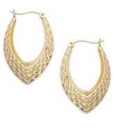 Classic chic. Every girl needs a polished pair of hoops like this unique Giani Bernini style. Crafted in 24k gold over sterling silver with a marquise shape and textured surface. Approximate diameter: 1-1/8 inches.