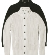 Create your unique style with this button down cardigan with front pockets by Guess Jeans.