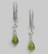 18K white gold shimmers with a diamond accent and vibrant peridot briolette drop.Diamond, 0.03 tcw Peridot 18K white gold Length, about ½ Imported Please note: Hoop earrings sold separately. 