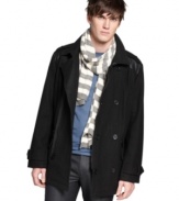 Set your style at full attention all season long with this military-style peacoat from Bar III.