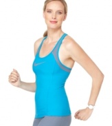 For gear that works as hard as you do at the gym, check out this Nike tank. A streamlined design featuring the iconic Nike Swoosh adds style, while padding at the bust provides shaping and support!