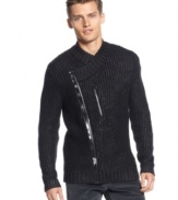 This zip sweater from Calvin Klein adds a modern edge to your layered look for fall.