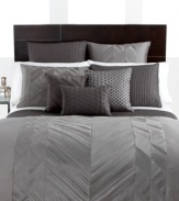 Bands of silver and gray link together and expand to create added dimension that captivates the eye. This bold decorative pillow enhances the look of the Pieced Pintuck design from Hotel Collection bedding. (Clearance)