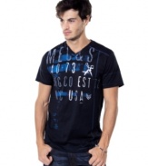 Say lots without saying a word with this tee by Marc Ecko Cut & Sew.