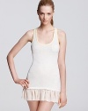 Sleep sweetly in Juicy Couture's heathered nighty. Ruffled satin hem is flirtatiously femme.