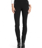 Calvin Klein elevates soft, ponte-knit leggings with zippered pockets and a figure-skimming fit.