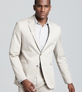 Sophistication is easily achieved in a neutral cotton sport coat by Theory.