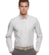 Class up your woven style with this slim-fit shirt from Calvin Klein.