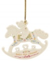 Take the reins of your child's first Christmas with this 2012 rocking horse ornament from Lenox. In ivory porcelain with cheery detail and Baby's First Christmas in gold, it's something you'll treasure forever.