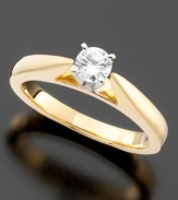 Simply perfect. She'll love this certified, round-cut, solitaire diamond (1/3 ct. t.w.) engagement ring. Crafted in 14k gold.