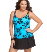 Floral printed and totally flattering, Miraclesuit's double-strap plus size tankini top provides the look you love and coverage you want.