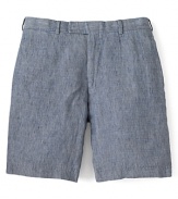 Linen adds a luxe touch to Billy Reid's Smith classic flat front short.