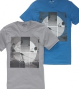 The hip graphic on these t-shirts from Kenneth Cole keeps boring casual style at bay.