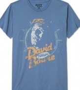 Jazzin' for Blue Jeans: A album-themed tee from Riff T-Shirt with a vintage-effect graphic showing David Bowie during his Eighties heyday.