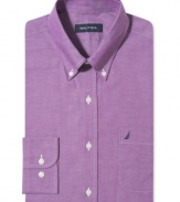 Brighten up your week with this saturated dress shirt from Nautica.