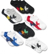 Gear up for the gym in style with these Ralph Lauren socks with signature big pony polo player graphics.