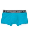 Rendered in super soft brushed jersey fabric, this comfy trunk sports a an extra wide logo waistband.