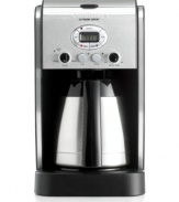 Coffee that keeps up with mornings that fly by. Delivering coffee 25% faster for a more efficient, more relaxed morning routine. Take control of your blend's strength, choosing from regular or bold, and set your brew up to 24 hours in advance for on-demand cafe service! 3-year limited warranty. Model DCC-2750.