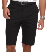 Keep your summer short style slim with these flat front shorts from Perry Ellis.