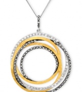 A shapely mix of sparkle and shine. Genevieve & Grace's chic circular pendant features a graduated design in sterling silver and 18k gold over sterling silver with glittering marcasite accents. Approximate length: 17 inches. Approximate drop: 1-7/8 inches.