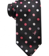 Raise awareness until there's finally a cure for breast cancer. This multi-dot tie from Susan G. Komen is an empowering piece for every man.