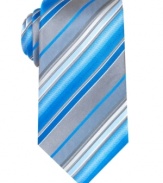 Go bold with eye-catching color on this striped tie from Alfani.