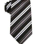 Sophisticated stripes speak volumes at the office with this statement tie from Geoffrey Beene.