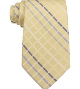 Find your way to business style that goes beyond the basics with this grid-patterned silk tie from Michael Kors.