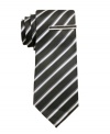 Herald the rebirth of the cool in your wardrobe. This striped tie from Alfani RED gives your look a few fine lines.