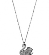 In haute water. Fossil's swan pendant is crafted from silver-tone stainless steel, with intricate detailing making it a stylish choice. Approximate length: 31 inches + 2-inch extender. Approximate drop: 1 inch.