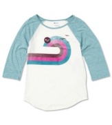 Lets play some ball with this easy breezy raglan style tee by Roxy.