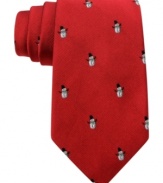 'Tis the season for mixing business and fun-get into the spirit with this snowman-print silk tie from Tommy Hilfiger.