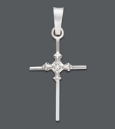 The perfect way to portray your faith. This beautifully-crafted cross pendant features a sparkling diamond accent and 14k white gold setting. Approximate drop: 1 inch.