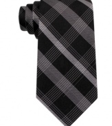 Add punch to any outfit with this plaid silk tie from DKNY.