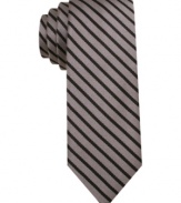 Take a new angle to work with this handsomely striped tie from Penguin.