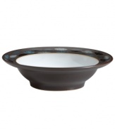 Handsome and understated, this Sienna soup/cereal bowl features a wide mocha rim with shimmering ellipses and a glazed interior for smart-casual style at breakfast, lunch and dinner.