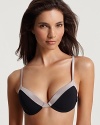 Add a modern accent to your intimates collection with this colorblock push-up bra from Calvin Klein.