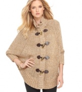 Get wrapped up in winter style with this chic petite cape cardigan from MICHAEL Michael Kors. Toggle closures add a classic look to this versatile piece.