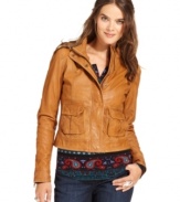 A fall must-have, this Lucky Brand Jeans leather motorcycle jacket adds chic style to any outfit!